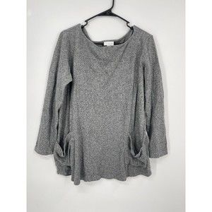 purejill Grey Speckled Long Sleeve Tunic Top Pockets Women's Medium